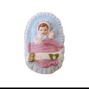 Vintage 1983 Enesco Growing Up Birthday Girls Burnette Baby Porcelain Figurine